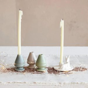 Set of 3 1/2"  Stoneware Tree Shaped Taper Holders