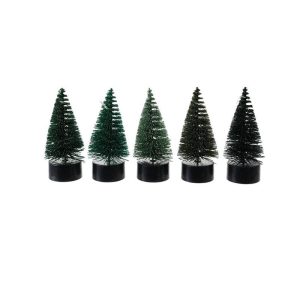 Set of 5 LED Light Up Bottle Brush Trees