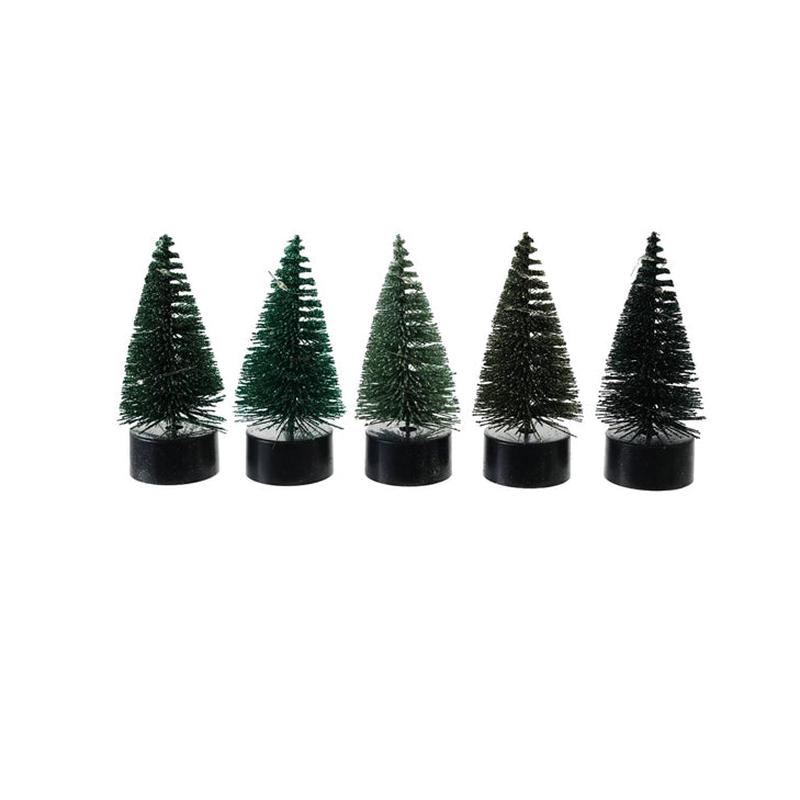 Set of 5 LED Light Up Bottle Brush Trees