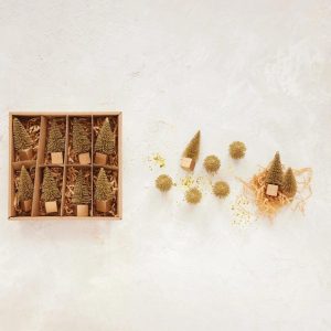 Set of 8 Gold Bottle Brush Trees