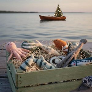 Set of 8 Handmade Wool Felt Sea Animal Ornaments