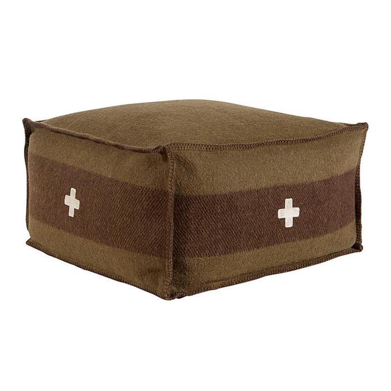 Swiss Army Pouf - Green and Brown