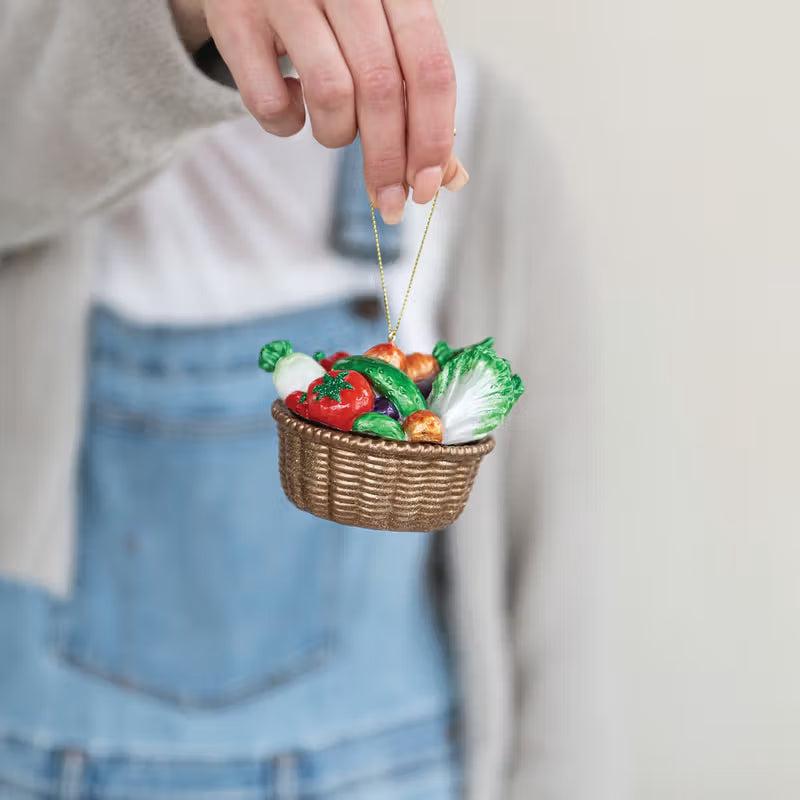 Veggies Basket Glass Ornament