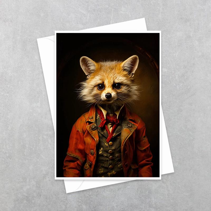 Victorian Fox Wearing A Suit - Note Card