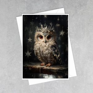 Winter Owl with Star Crown - Note Card