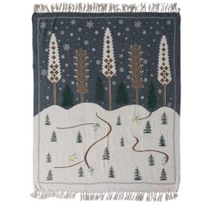 Woven Winter Scene Throw Blanket