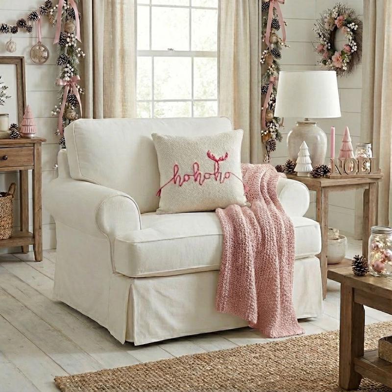 18" Embroidered Ho Ho Ho Pillow with Tassels