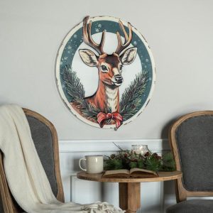 24" Deer with Bow Metal Sign