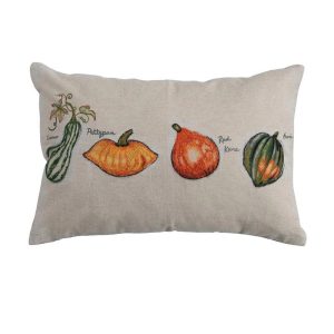 24" Embroidered Squash Lumbar Pillow