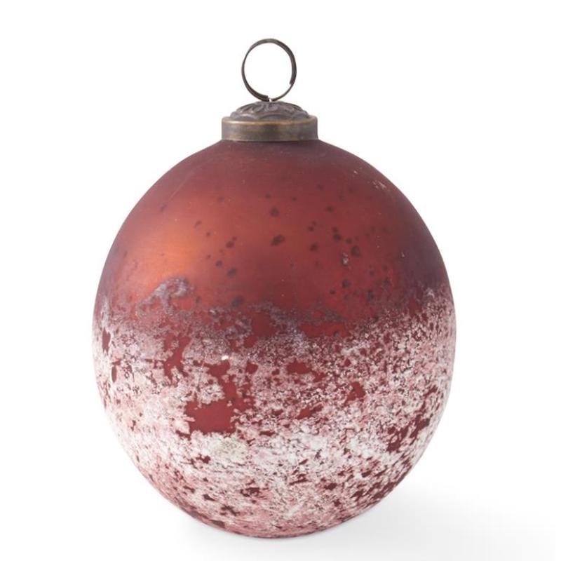 3 Inch Dark Red & Half White Speckled Glass Ornament Christmas Ball