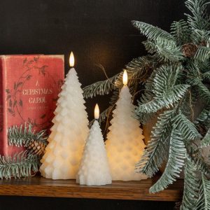 3D Flame Cream Fir Tree Candle - Choose Size