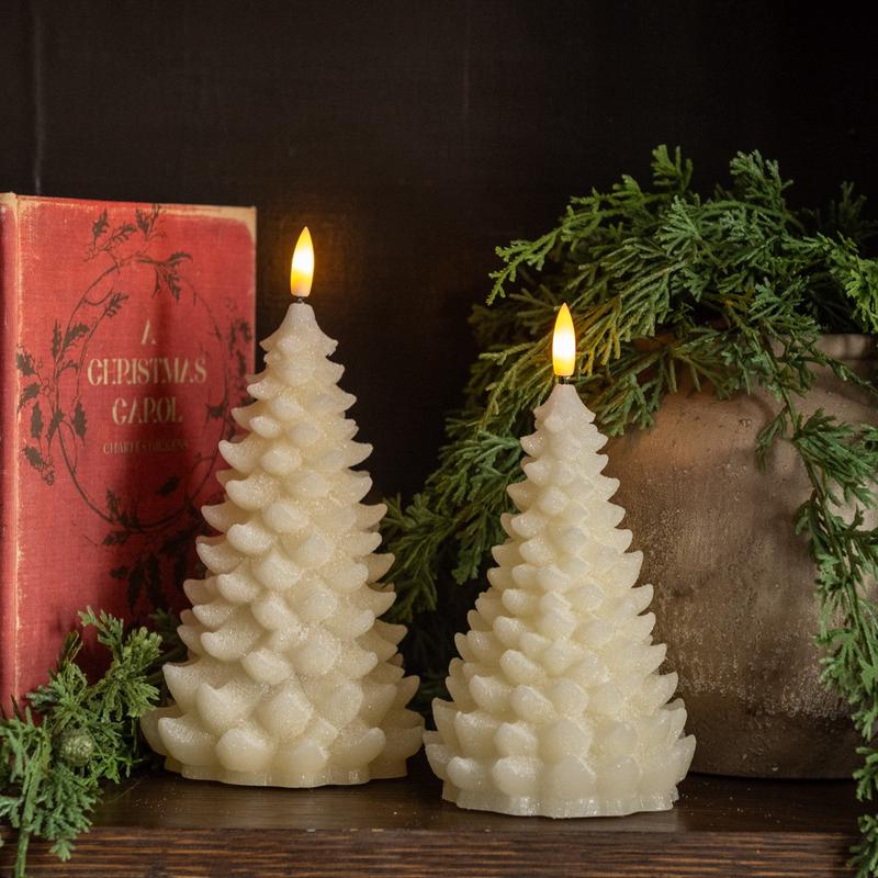 3D Flame Shimmering Cream Balsam Tree Candle - Choose Size