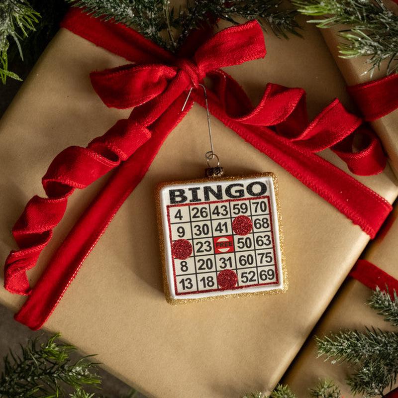 Bingo Card Glass Ornament