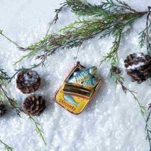 Can of Sardines Glass Ornament