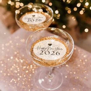 Edible Happy New Year 2026 Drink Toppers - Package of 12