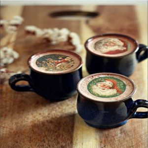 Edible Vintage Santa Drink Toppers - Package of 12