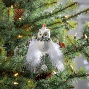 Glass Snow Owl Ornament