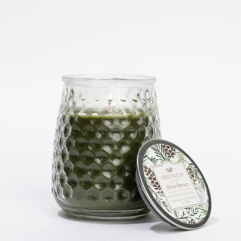 Greenleaf Silver Spruce Hobnail Glass Signature Candle
