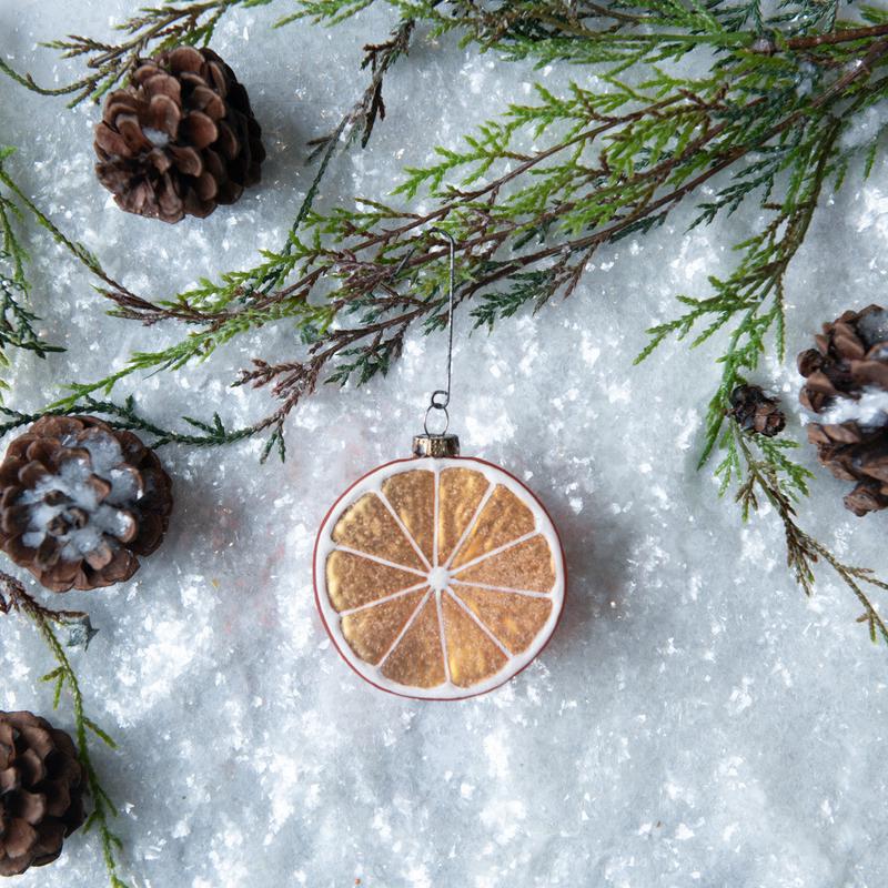 Orange Slice Glass Ornament