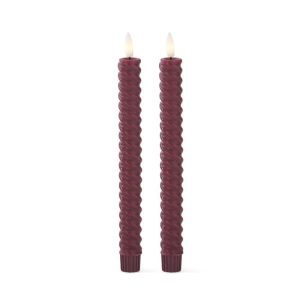 Set of 2 9.75" Burgundy Spiral LED Taper Candles With Timer