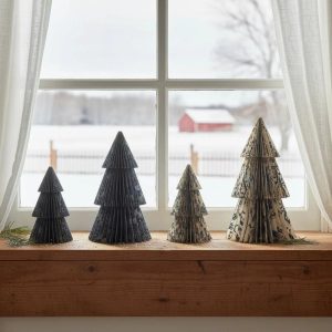 Set of 2 Handmade Folding Honeycomb Trees with Pattern - Choose Color