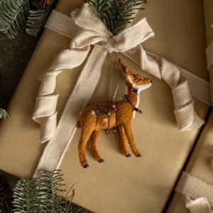 Standing Deer Wrapped In Christmas Lights Ornament