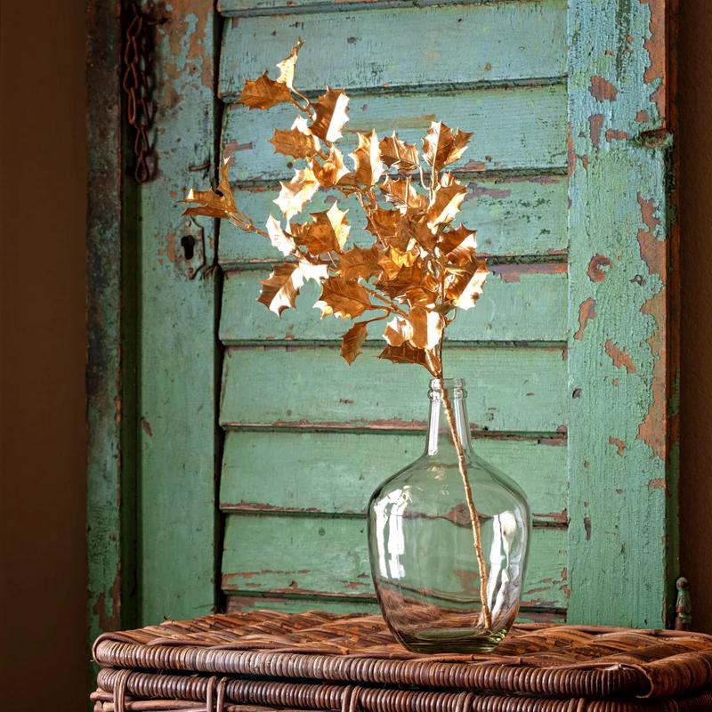24" Gold Metallic Holly Stem