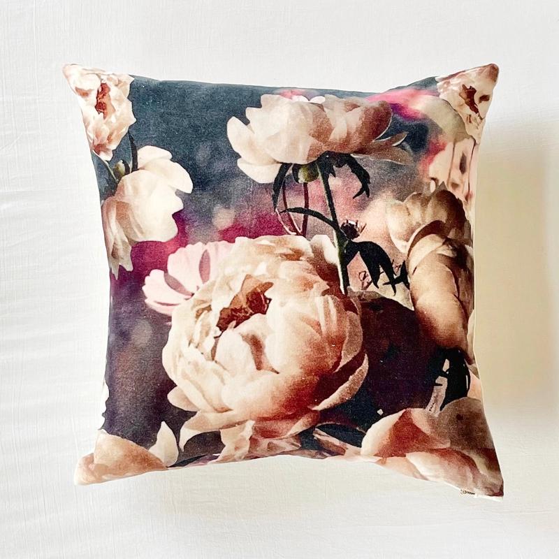 26" Velvet Peony Rose Square Euro Pillow