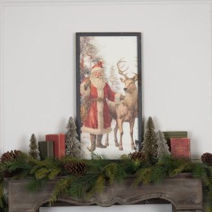 28" Santa with Deer Print