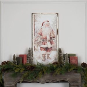 28" Santa with Wreath Metal Print