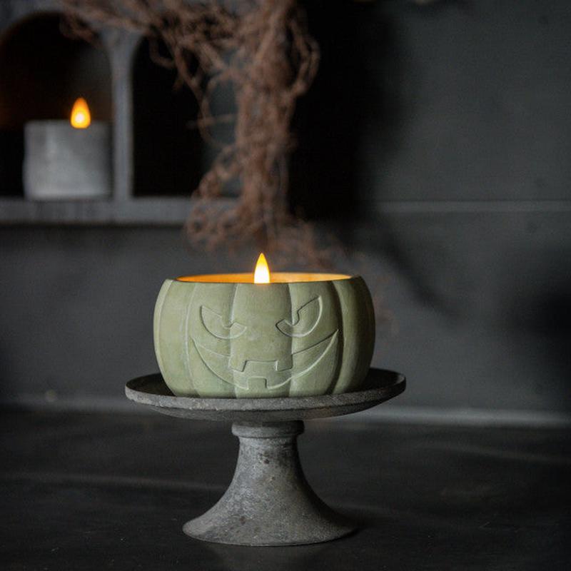 3.5" 3D Flame Jack O Lantern Candle - Green