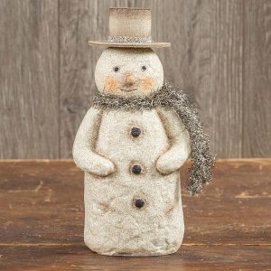 8.5" Vintage Style Snowman with Top Hat & Scarf