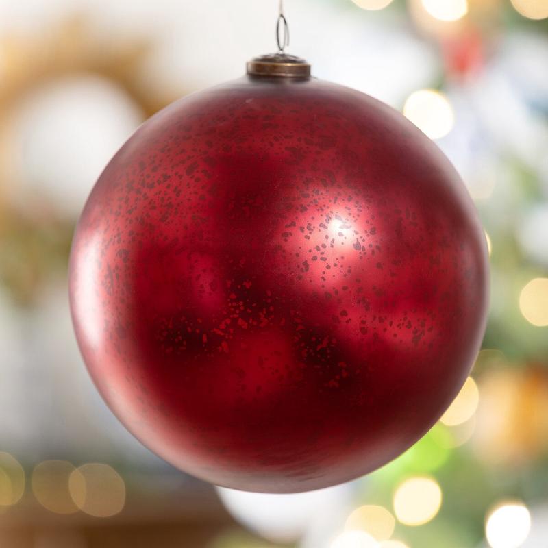 8" Antiqued Matte Red Glass Ball Ornament