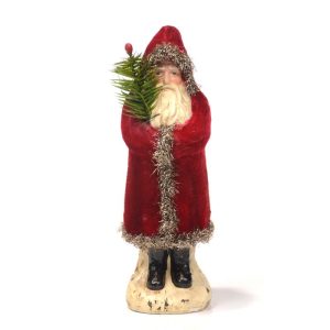8" Mache Deep Red Velvet Belsnickel Santa