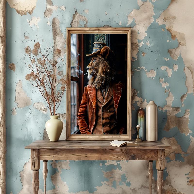 8x10 Dapper Lion Smoking Print Wall Decor