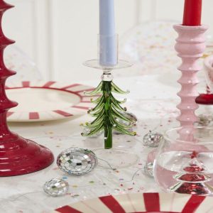 9.5" Fir Tree Glass Candleholder
