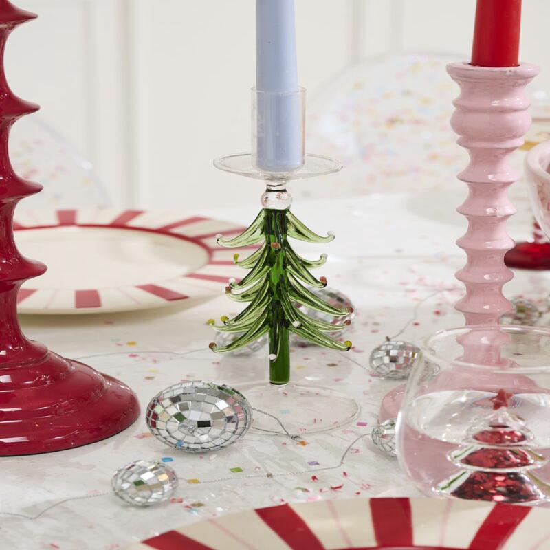 9.5" Fir Tree Glass Candleholder