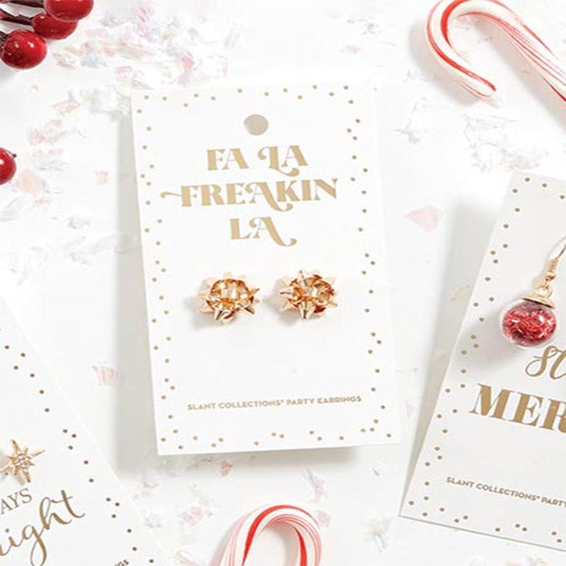 Fa La Freakin La - Gold Bow Earrings