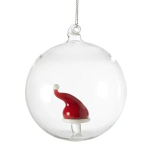 Glass Christmas Ball - Santa Hat
