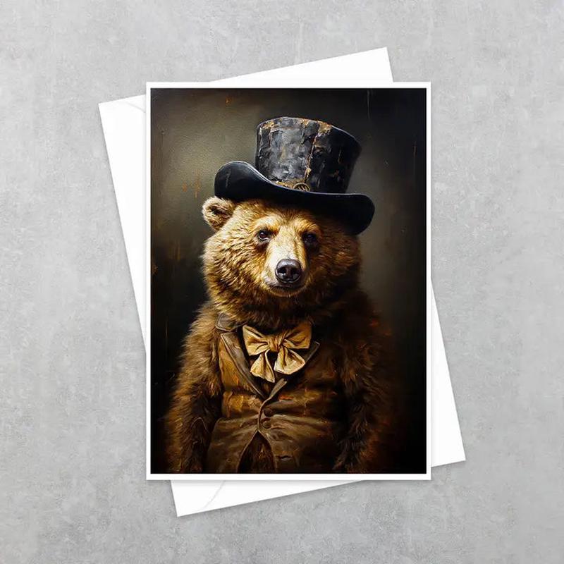 Jasper Johns Bear in Top Hat  - Note Card