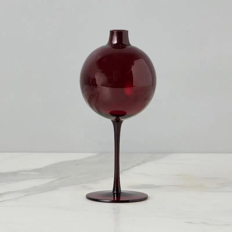 Merlot Red Wine Glass Shaped Flower Vase