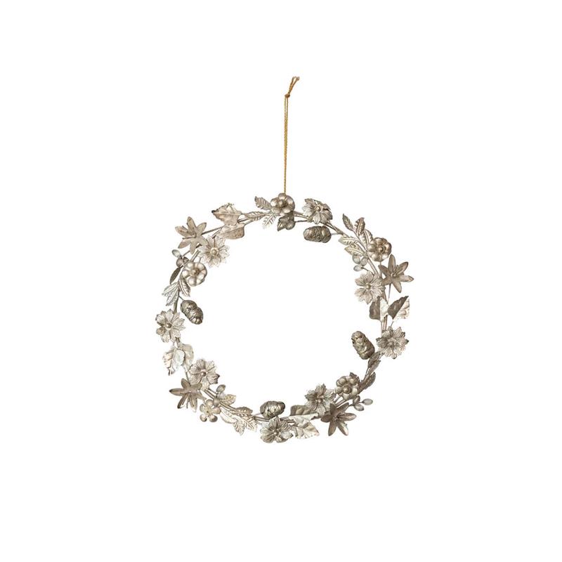 Metal Wreath with Acorns and Flowers