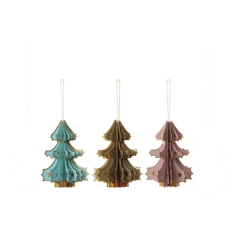 Paper Tree Ornaments with Gold Foil - Choose Style