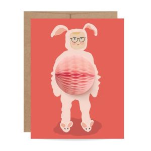Pop Up Bunny Suit Holiday Card - Blank Inside