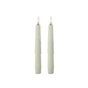 Set of 2 Cream LED Drip Taper Candles with Timer