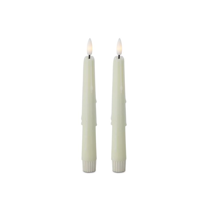 Set of 2 Cream LED Drip Taper Candles with Timer