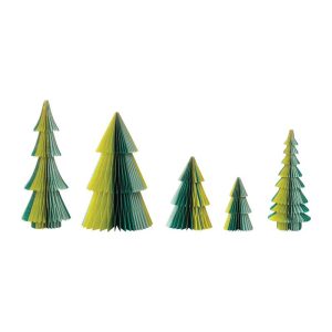 Set of 5 Tri-Color Honeycomb Trees
