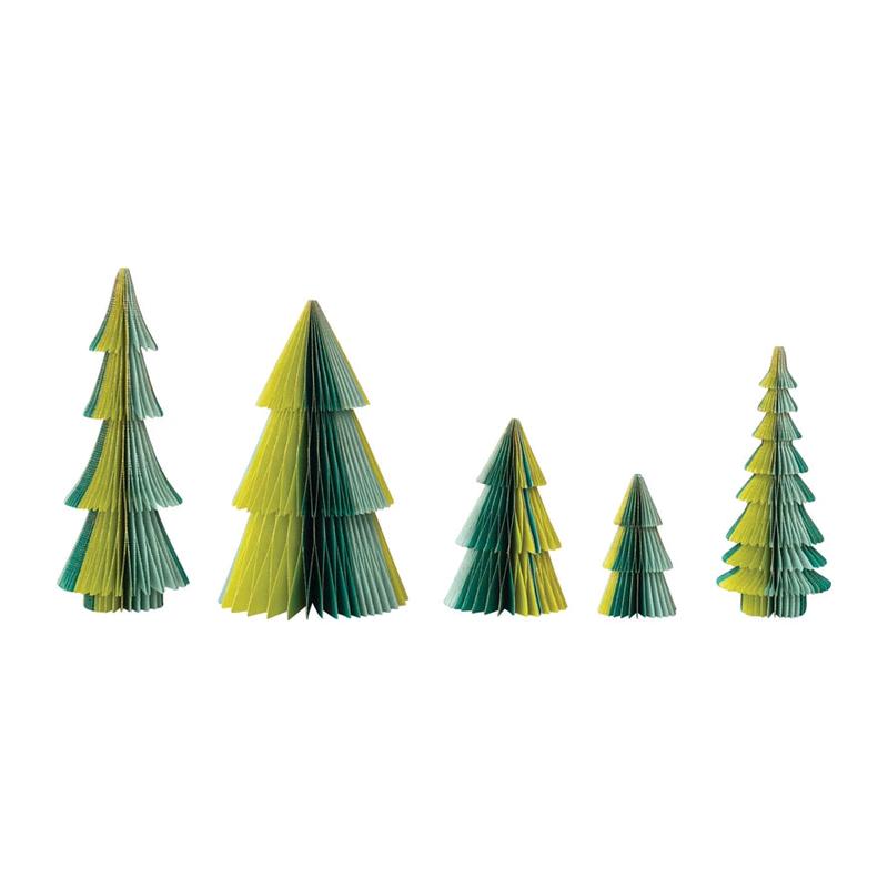 Set of 5 Tri-Color Honeycomb Trees