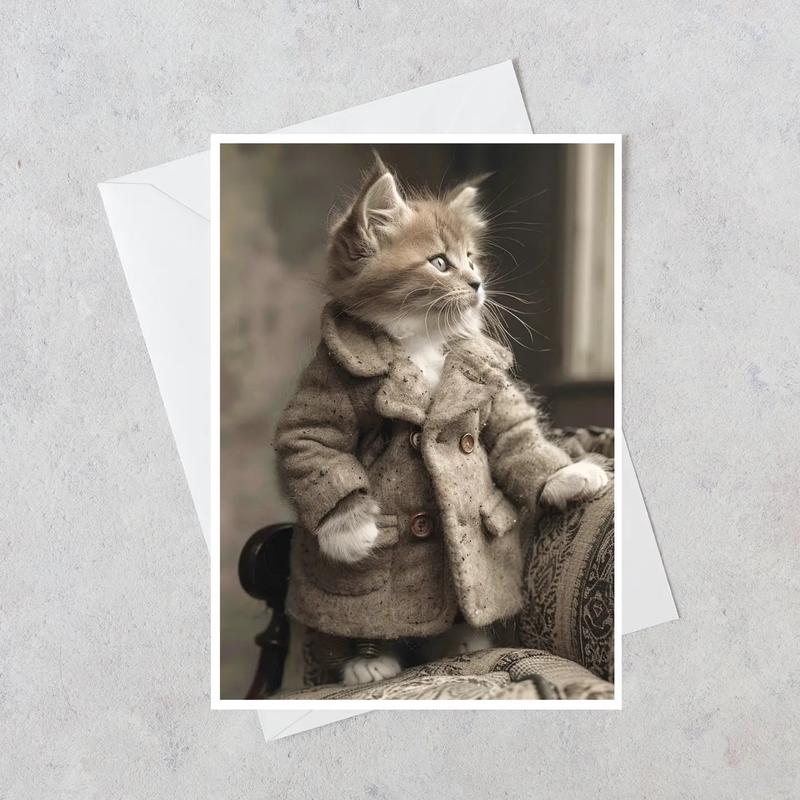 Wisdom in Wool - The Philosopher Kitten - Note Card