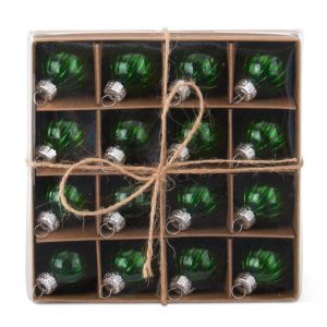 1" Mini Green Ornaments - Set of 16